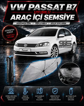 Volksvogen Passat B7 Araç Ön Cam Güneşliği Katlanabilir Şemsiye Oto Güneşlik UV Korumalı Gölgelik Araba Oto Şemsiyesi