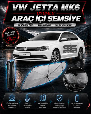 Volksvogen Jetta mk6 Araç Ön Cam Güneşliği Katlanabilir Şemsiye Oto Güneşlik UV Korumalı Gölgelik Araba Oto Şemsiyesi