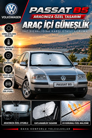 Volksvogen Passat B5 Araç Ön Cam Güneşliği Katlanabilir Şemsiye Oto Güneşlik UV Korumalı Gölgelik Araba Oto Şemsiyesi