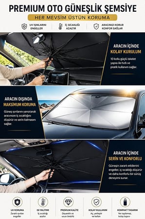 Opel Astra G Araç Ön Cam Güneşliği Katlanabilir Şemsiye Oto Güneşlik UV Korumalı Gölgelik Araba Oto Şemsiyesi
