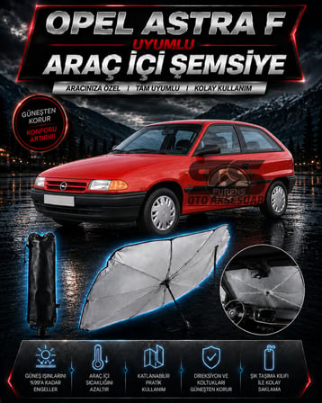 Opel Astra F Araç Ön Cam Güneşliği Katlanabilir Şemsiye Oto Güneşlik UV Korumalı Gölgelik Araba Oto Şemsiyesi