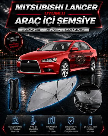 Mitsubishi Lancer Araç Ön Cam Güneşliği Katlanabilir Şemsiye Oto Güneşlik UV Korumalı Gölgelik Araba Oto Şemsiyesi