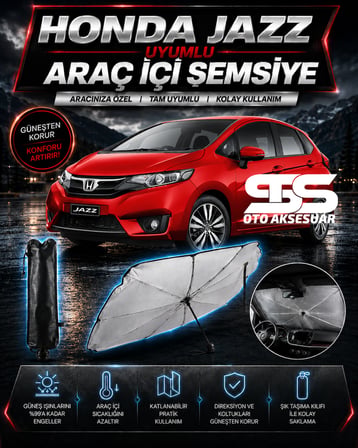 Honda Jazz Araç Ön Cam Güneşliği Katlanabilir Şemsiye Oto Güneşlik UV Korumalı Gölgelik Araba Oto Şemsiyesi
