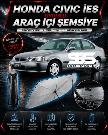 Honda İes Parlak Araç Ön Cam Güneşliği Katlanabilir Şemsiye Oto Güneşlik UV Korumalı Gölgelik Araba Oto Şemsiyesi