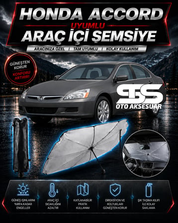 Honda Accord Araç Ön Cam Güneşliği Katlanabilir Şemsiye Oto Güneşlik UV Korumalı Gölgelik Araba Oto Şemsiyesi