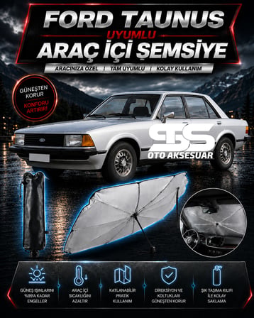 Ford Tanus Araç Ön Cam Güneşliği Katlanabilir Şemsiye Oto Güneşlik UV Korumalı Gölgelik Araba Oto Şemsiyesi