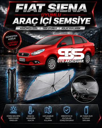 Fiat Siena Araç Ön Cam Güneşliği Katlanabilir Şemsiye Oto Güneşlik UV Korumalı Gölgelik Araba Oto Şemsiyesi