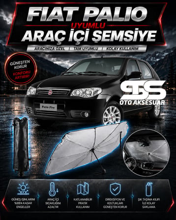 Fiat Palio Araç Ön Cam Güneşliği Katlanabilir Şemsiye Oto Güneşlik UV Korumalı Gölgelik Araba Oto Şemsiyesi