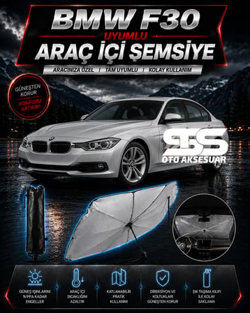 Bmw F30 Araç Ön Cam Güneşliği Katlanabilir Şemsiye Oto Güneşlik UV Korumalı Gölgelik Araba Oto Şemsiyesi
