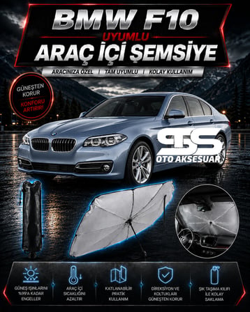 Bmw F10 Araç Ön Cam Güneşliği Katlanabilir Şemsiye Oto Güneşlik UV Korumalı Gölgelik Araba Oto Şemsiyesi