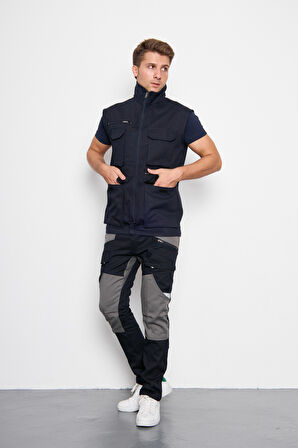  Orange Safety Lacivert Takım Mısır Harman Karışımı Yelek + Pantolon