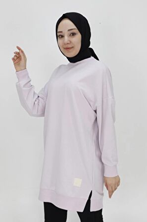 Puane Iki Iplik Kumaş Basic Tunik Sweatshirt