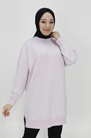 Puane Iki Iplik Kumaş Basic Tunik Sweatshirt