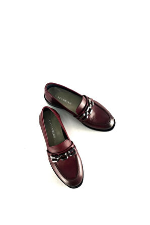 KADIN HAKİKİ DERİ LOAFER BORDO DERİ