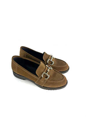 HAKİKİ DERİ KADIN LOAFER TABA SÜET