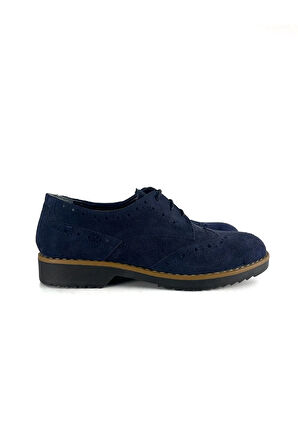 HAKİKİ DERİ KADIN LOAFER LACİVERT SÜET
