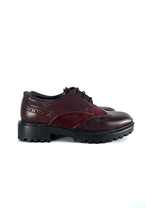HAKİKİ DERİ KADIN LOAFER BORDO SÜET-BORDO DERİ