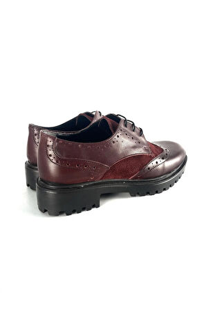 HAKİKİ DERİ KADIN LOAFER BORDO SÜET-BORDO DERİ