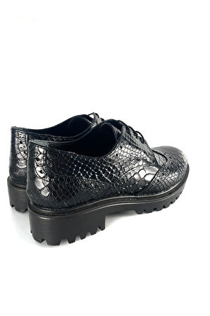 HAKİKİ DERİ KADIN LOAFER SİYAH CROCO