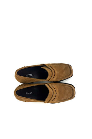 HAKİKİ DERİ KADIN TOPUKLU LOAFER TABA SÜET