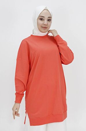 Puane Iki Iplik Kumaş Basic Tunik Sweatshirt