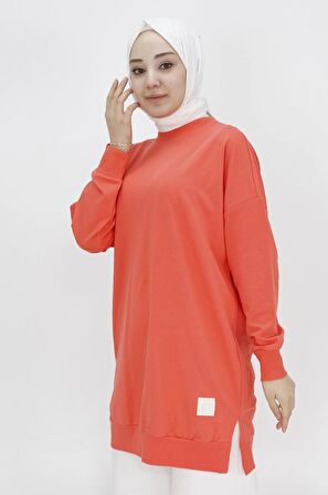 Puane Iki Iplik Kumaş Basic Tunik Sweatshirt