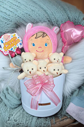Özel Kutuda Uyku Arkadaşı Bebeto Peluş Bebeği ile Yeni Doğan Hediye Seti- Babyshower, Yenidoğan Hediyesi