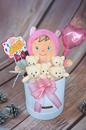 Özel Kutuda Uyku Arkadaşı Bebeto Peluş Bebeği ile Yeni Doğan Hediye Seti- Babyshower, Yenidoğan Hediyesi