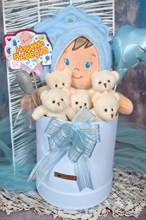 Özel Kutuda Uyku Arkadaşı Bebeto Peluş Bebeği ile Yeni Doğan Hediye Seti- Babyshower, Yenidoğan Hediyesi