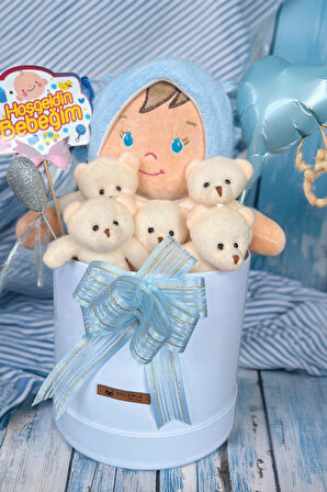 Özel Kutuda Uyku Arkadaşı Bebeto Peluş Bebeği ile Yeni Doğan Hediye Seti- Babyshower, Yenidoğan Hediyesi