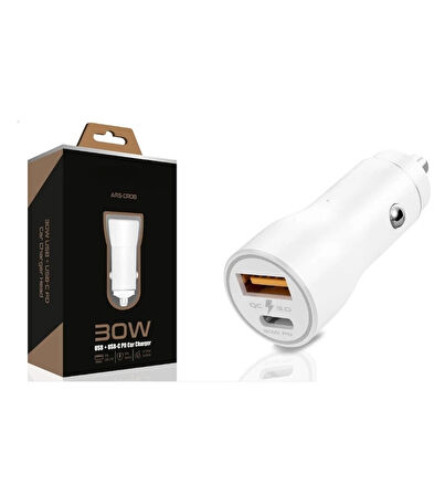30w Usb Ve Usb-c Pd Araba Şarj Cihazı Hızlı Şarj, İphone Ve Android Uyumlu, Çift Çıkışlı ( Lisinya )