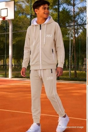 Erkek Çocuk Scuba Unlimited Çift Şeritli Kapüşonlu Reglan Kol Dalgıç Kumaş Eşofman Takımı ESF7024