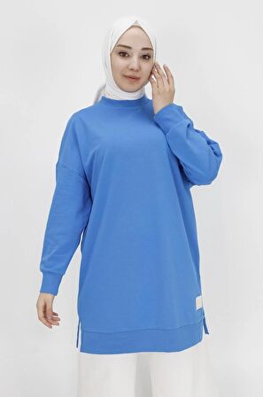 Puane Iki Iplik Kumaş Basic Tunik Sweatshirt