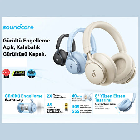 Anker SoundCore Space One ANC Mavi Kulak Üstü Bluetooth Kulaklık
