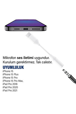 iPhone 15-15 PLUS-15 PRO-15 PRO MAX Kulaklık Dönüştürücüsü Type-C Çevirici Aparat