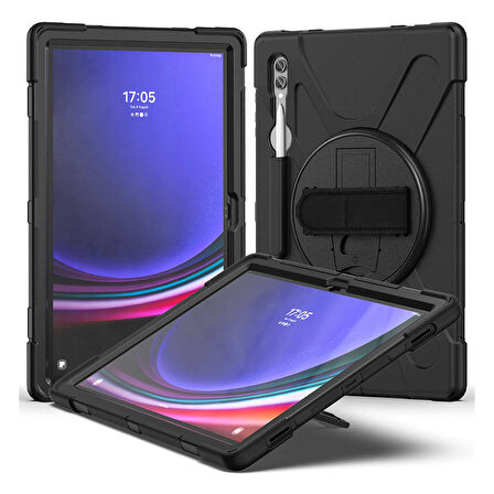 en iyi Samsung Tablet kılıfı Kalem Bölmeli Tutacaklı Standlı tablet Kılıfı Galaxy Tab S9 Plus Uyumlu