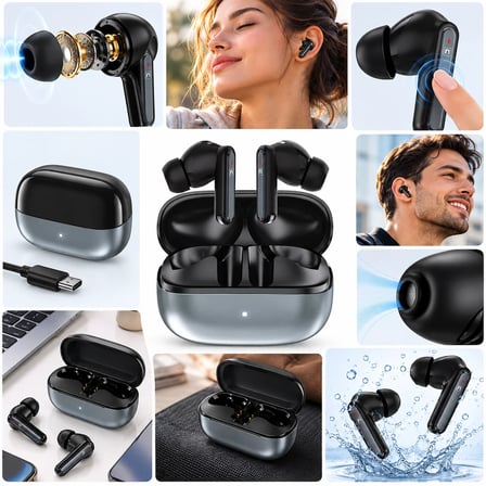 Anc Enc Bluetooth Kulaklık Earbuds Tipi Kulaklık  TWS Kulak İçi siyah kablosuz şarj kutulu kulaklık(Kutu 400 mAh - Kulaklık 40mAh + 5 Saat Aktif Çalışma + Işık/Sensör Özelli + 12m Çekim Mesafesi)