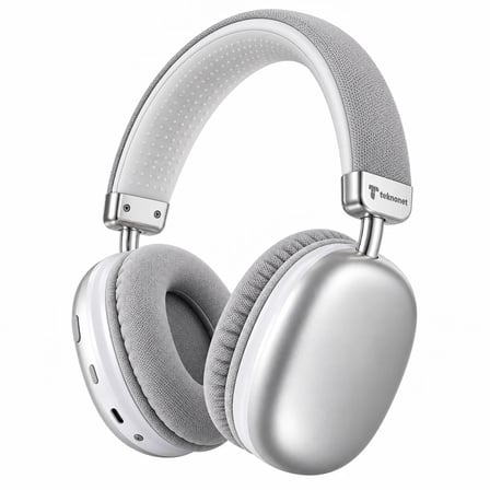 Gümüş Renk Kulak Üstü Kablosuz Kulaklık iPhone Uyumlu Mikrofonlu Hi-Fi Ses Güçlü Bass (Superior Bass + Hi-Fi Kaliteli Ses + Dahili mikrafon + Uzun süreli Kullanım + Yumuşak Kulak Petleri)