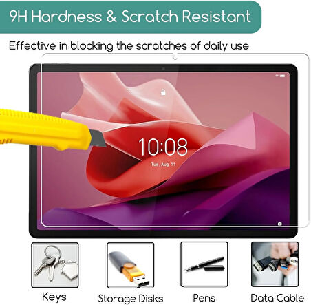 Lenovo P12 3K Uyumlu Ön Koruma Cam Koruma Ekran Koruyucu çizilmez, dokunmatik hassasiyet,Şeffaf