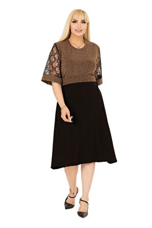 Işıltılı Büyük Beden Abiye Elbise 15E-2392