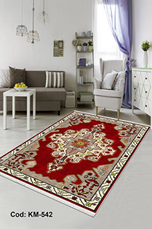 Pamuk Dokuma Taban Kaymaz Yıkanabilir Klasik Desenli  Salon Halısı Mutfak Halısı Koridor Halısı