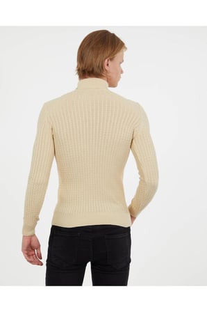 Slim Fit Naturel Pamuk Balıkçı Yaka Kazak Tüylenmeyen Rahat Slimfit Triko Dar Kesim Kazak
