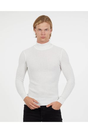 Slim Fit Naturel Pamuk Balıkçı Yaka Kazak Tüylenmeyen Rahat Slimfit Triko Dar Kesim Kazak