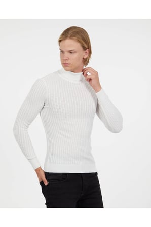 Slim Fit Naturel Pamuk Balıkçı Yaka Kazak Tüylenmeyen Rahat Slimfit Triko Dar Kesim Kazak