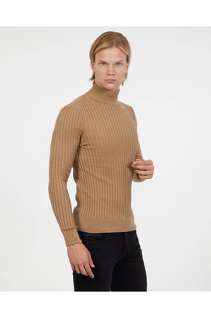 Slim Fit Naturel Pamuk Balıkçı Yaka Kazak Tüylenmeyen Rahat Slimfit Triko Dar Kesim Kazak