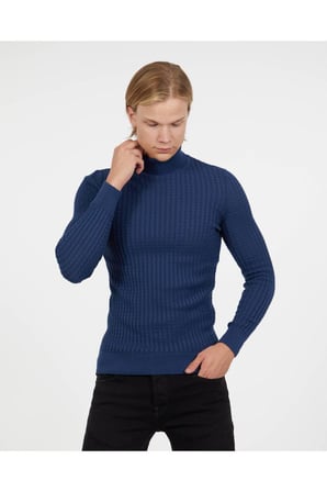 Slim Fit Naturel Pamuk Balıkçı Yaka Kazak Tüylenmeyen Rahat Slimfit Triko Dar Kesim Kazak