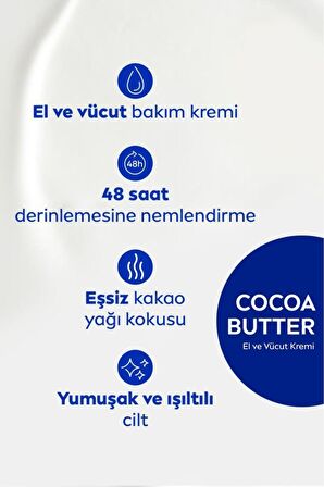 Nivea Pürüzsüzleştirici El Ve Vücut Bakım Kremi 400ml, 48 Saat Nemlendirici Serum, Shea Yağı, Kuru Ciltler