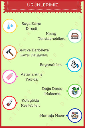 Dekoratif Boyanabilir 15 Adet 1,5 cm Polistren Duvar Çıtası