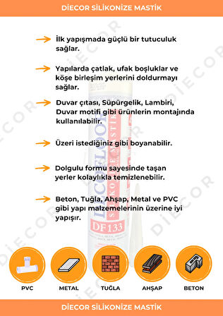 Silikonize Mastik 15 Adet X 500gr Yüksek Yapışma Gücüne Sahip