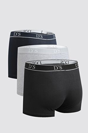 Ds Damat Karma Renk Beli Lastikli Marka Logolu Likralı Esneyebilen 3'lü Boxer Set 4HC44ORTBS03